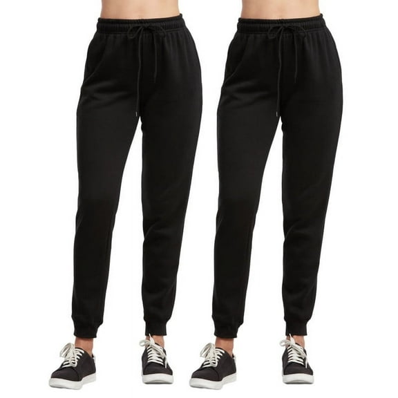 2 Pack Women’s Fleece Jogger Pants with Drawstring and Pockets Cotton Thermal Lined Jogging Sweatpants Trousers Womenswear Spring Fall Winter Comfort