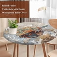 thumbnail image 5 of Retro Ocean Turtle Round Fitted Table Cover Marine Life Starfish Watercolor Waterproof Table Cloth with Elastic Edge Wipeable Tablecloth for Picnic Camping Party Fits 55"-60" Diameter, 5 of 8
