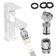 thumbnail image 1 of Hibbent Faucet Adapter Kit, Swivel Adapter to Connect Garden Hose - Multi-Thread Solid Brass Quick Connector Garden Hose Fitting 3/4 Inch - Chrome, 1 of 7