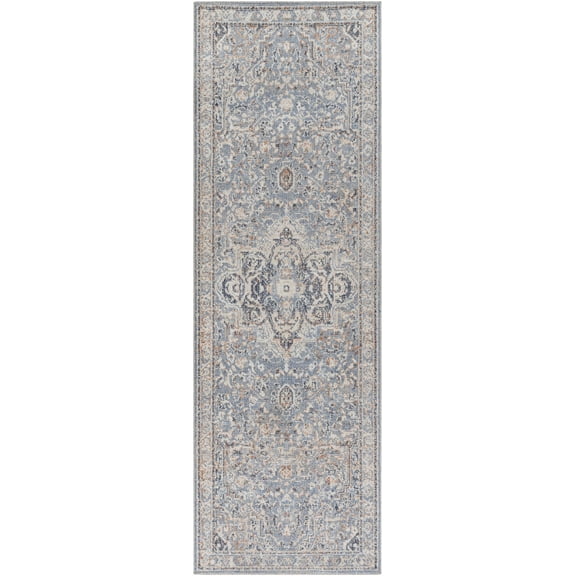 BoutiqueRugs Warminister Traditional Runner Rug - Denim, Navy, Gray - 2'7" x 7'10" Runner
