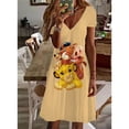 thumbnail image 3 of Vestido corto informal de verano con escote en V y manga corta, estilo playero, con estampado del Rey León, 2024, 3 of 4