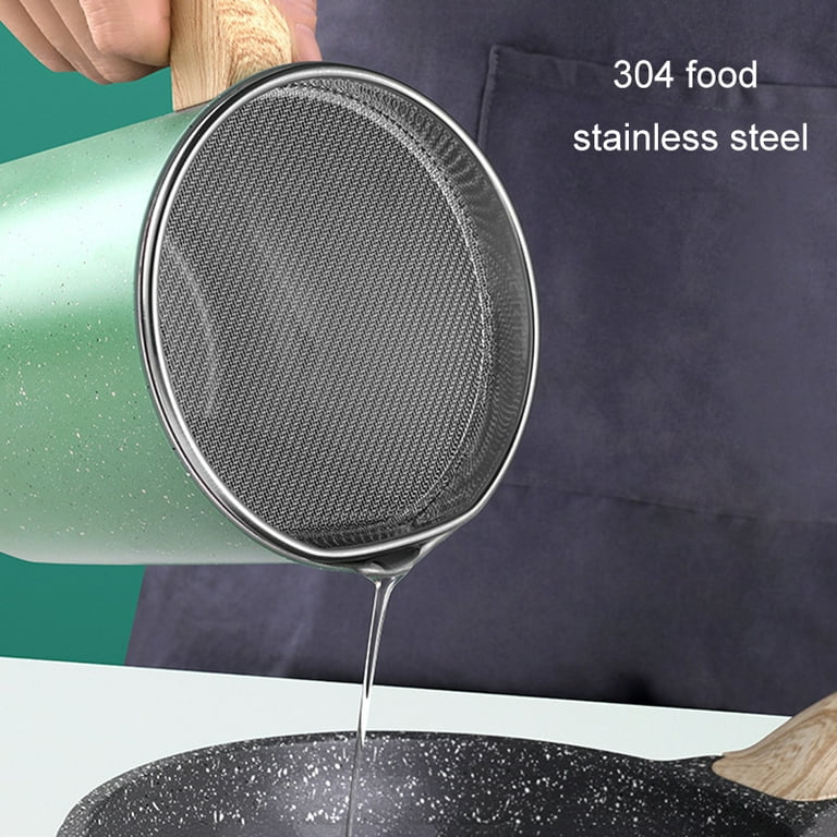 Stainless Steel Grease Strainer Container Oil Storage Pot Can Filter  Dust_AM