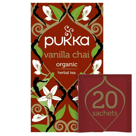 Pukka Organic Herbal Tea, Vanilla Chai, Caffeine-Free, Tea Bags 20 Count Box