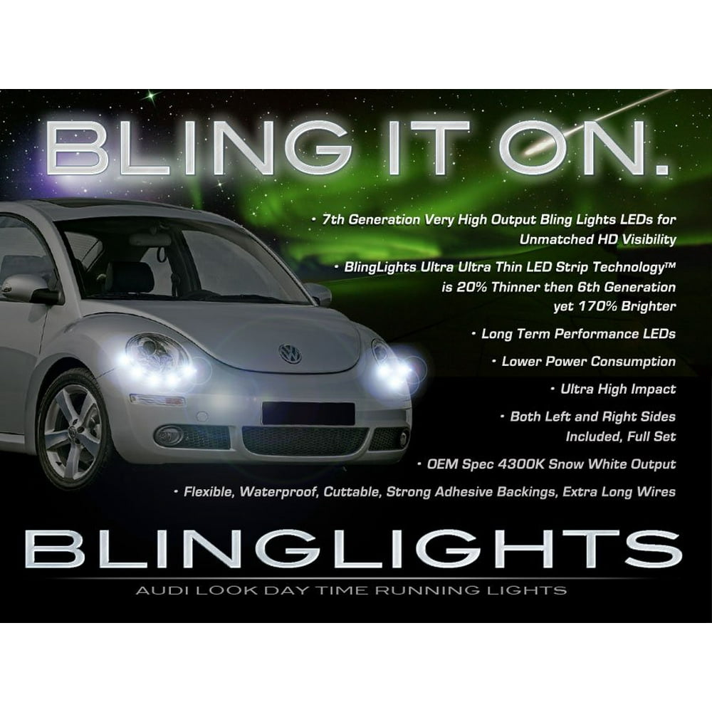 Volkswagen VW Beetle LED DRL Light Strips Headlamps Headlights Head Lamps Day Time Running