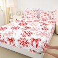 thumbnail image 3 of Homewish Kawaii Ribbon Bowknot Girl Boy 4 Pieces Queen Sheet Sets,Winter Snowflake Ultra Soft Flat Sheet,Merry Christmas Queen Fitted Sheet,Super Cozy Room Decor, 3 of 7
