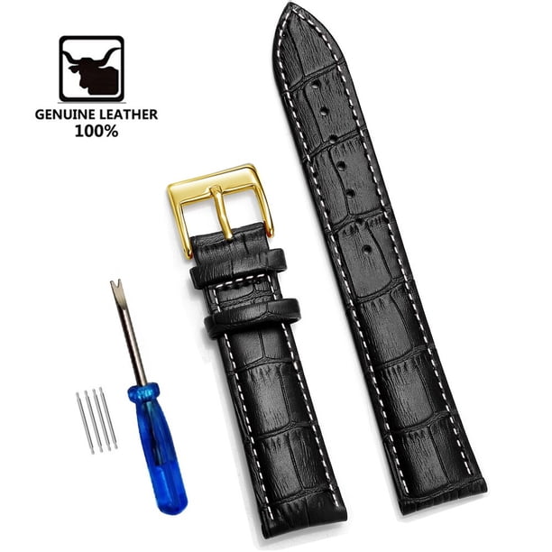 Correas de reloj de cuero genuino 12/14/16/18/20/22/24 mm correa de reloj hebilla de acero pulsera de correa de muñeca de alta calidad + herramienta Deng Xun unisex