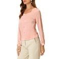 thumbnail image 4 of INSPIRE CHIC Women's Sweetheart Neck Satin Long Sleeve Elegant Casual Work Blouse Top, 4 of 5