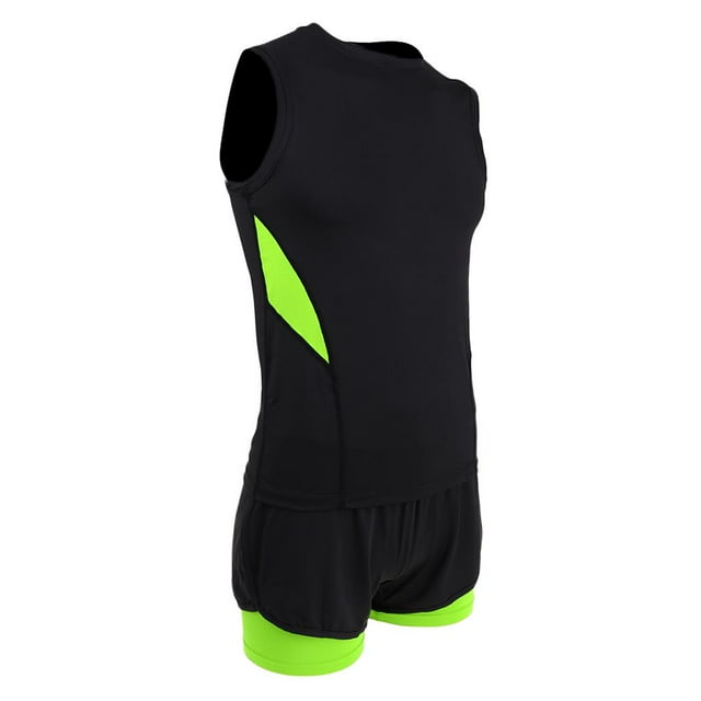 para Hombre, Camiseta de , Chaleco Sin , Camiseta con Pantalones Cortos, Conjunto de Mallas, ropa para deportiva Libre, Tra 3XL Fluo Green Black