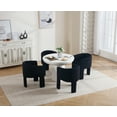 thumbnail image 2 of Guyou Modern Boucle Dining Chairs Set of 6, Barrel Sherpa Side Chair with Curved Backrest and Arms, Comfy Dressing Vanity Chairs, Upholstered Kitchen Chairs for Living Room Bedroom Dining Room, Black, 2 of 7