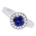 thumbnail image 2 of AFFY (2.15ct) Simulated Blue Tanzanite & White Diamond Halo Engagement Wedding Ring In 14k Solid Gold With Ring Size 5, 2 of 2