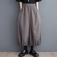 thumbnail image 5 of Quixlent Women Bloomer Elastic High Waist Wide Leg Trousers with Pockets Solid Color Loose Fit Casual Pants Work Travel Daily Wear, 5 of 8