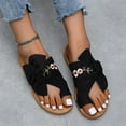 thumbnail image 6 of KBODIU Women's Comfort Slides Summer Embroidered Flowers Flip-Flops Flat Slippers Black 37, 6 of 6