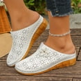 thumbnail image 4 of CYMMPU Women's Floral Hollow Closed Toe Wedge Mules, Breathable Slip On Platform Clogs, Casual Daily Walking Footwear White 43, 4 of 9
