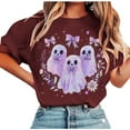 thumbnail image 2 of Karight Womens Fall Shirt Crew Neck Funny Ghost Graphic Tees Short Sleeve Thanksgiving Tops, 2 of 4