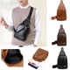 thumbnail image 1 of Mochila de hombro con bandolera para hombres y mujeres | Mochila de Día Cruzada en el Pecho con Agujero para Auriculares | PU Leather | Café/Negro/Marrón | Encaja en tableta de 7,9" | Correa, 1 of 6