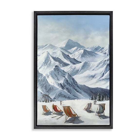 Stupell Industries Rustic Lodge Lounging At The Lifts Black Floating Frame Canvas Art, 17 x 25, by Max Maxx