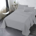 thumbnail image 2 of D.N.G. BEDDINGS Luxurious 4 Piece Pom Pom Sheet Set 8 Inch Deep Pocket, White Pom-Pom Fringe Solid Pattern, 800 Thread Count 100% Egyptian Cotton (Solid Silver Color King Size), 2 of 7