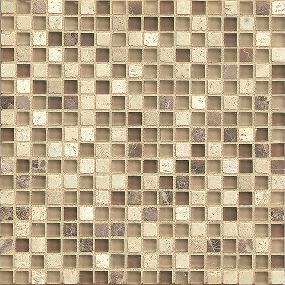 Bedrosians Eclipse 5/8" x 5/8" Squares Wall Glass Mosaic (12" x 12" Sheet), Espresso (10-Pack, 10 SF)