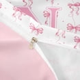 thumbnail image 4 of Manfei Coquette Bowknot Duvet Cover Set For Girl,Pink Cute Letter N Monogrammed Bedding Full For Kids,Pink Reversible,3-Piece(No Comforter), 4 of 6