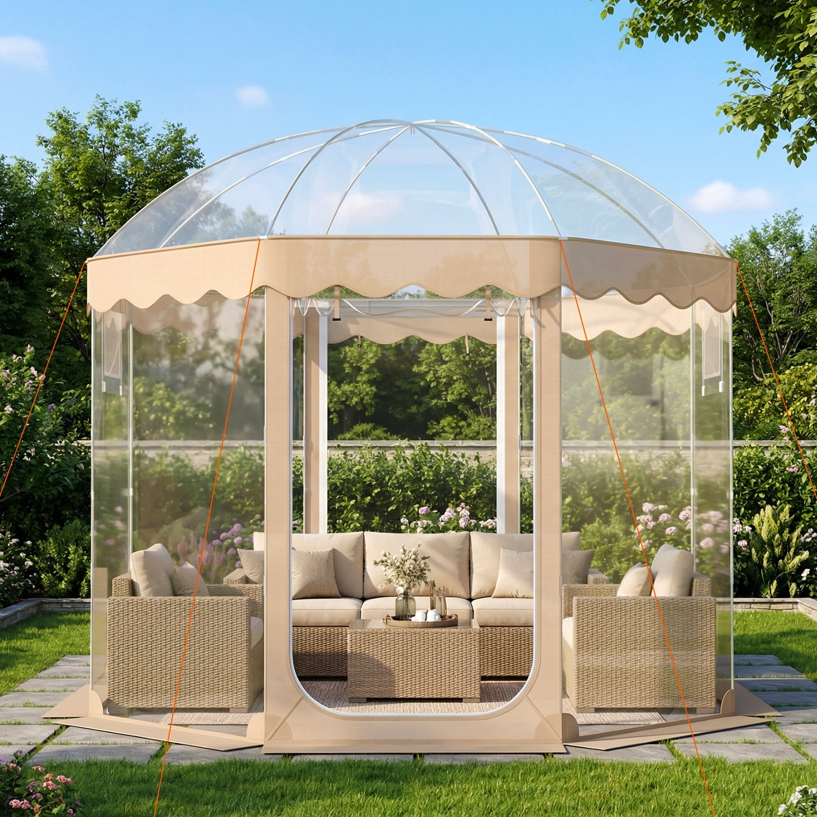 Gymax 10x10ft Pop-Up Bubble Tent for 8-10 People 540 Degree Panoramic Clear PVC For Outdoor