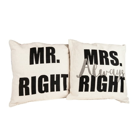 Unique Home Gifts & Accessories Danya B. Mr. Right and Mrs. Always Right Decorative Quote Accent Throw Pillows – A Unique Couples Gift Idea ()