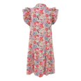 thumbnail image 2 of WILLBEST Lace Bodycon Dress Womens 2024 Summer V Neck Drawstring Ruffle Cap Short Sleeve Side Pockets Mini Dress, 2 of 4