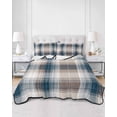 thumbnail image 3 of Blue Brown Plaid Twin Size Down Alternative Comforter, Lightweight Comforter Quilt Bedding Set with Pillow Shams Modern Abstract Striped Gingham Checked All Seasons Bed Comforter Duvet Insert 68"x86", 3 of 7