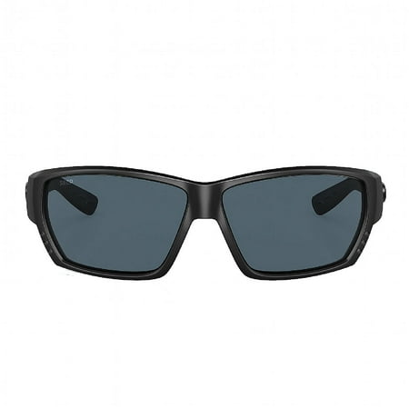 Costa Del Mar men's Tuna Alley 580P Polarized Rectangular Sunglasses, Blackout/Grey Polarized-580P, 62 mm