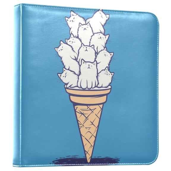 FORMRS 3 Ring Photo Album 4"x6" Self Adhesive Large Capacity PU Leather Cover, Ice Cream Cat