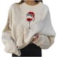 thumbnail image 1 of Gibobby Sudaderas Navideñas para Mujeres Sudadera con estampado navideño para mujer, de cuello redondo informal, camisa holgada, Tops ligeros(Beige,M), 1 of 4