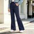 thumbnail image 3 of OGLCCG Uniform Pants for Girls Kids Flare School Dress Pant with Pockets Elastic Waist Bell Bottom Trousers(Dark Blue,11-12 Years), 3 of 6