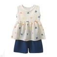 thumbnail image 5 of Girls Heart Print Sleeveless Ruffle Peplum Top and Shorts 2 Piece Outfits Multicolor Kids Kids Summer Clothes Set,Size 2-3T, 5 of 5