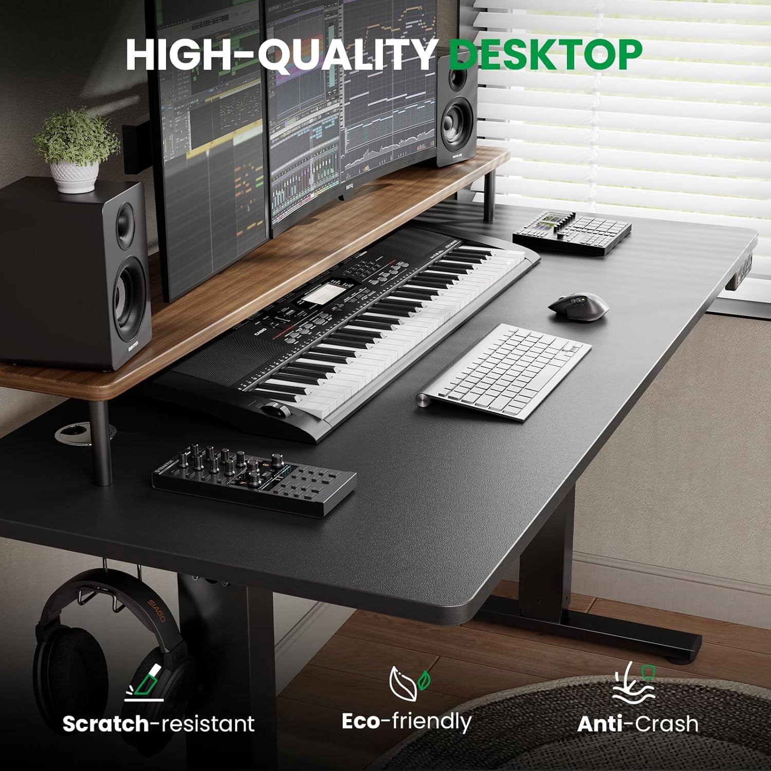 SIAGO Electric Standing Desk Adjustable - 48 x 24 Inch Sit Stand up Desk with Cable Management - 3 Memory Preset Adjustable Height Table