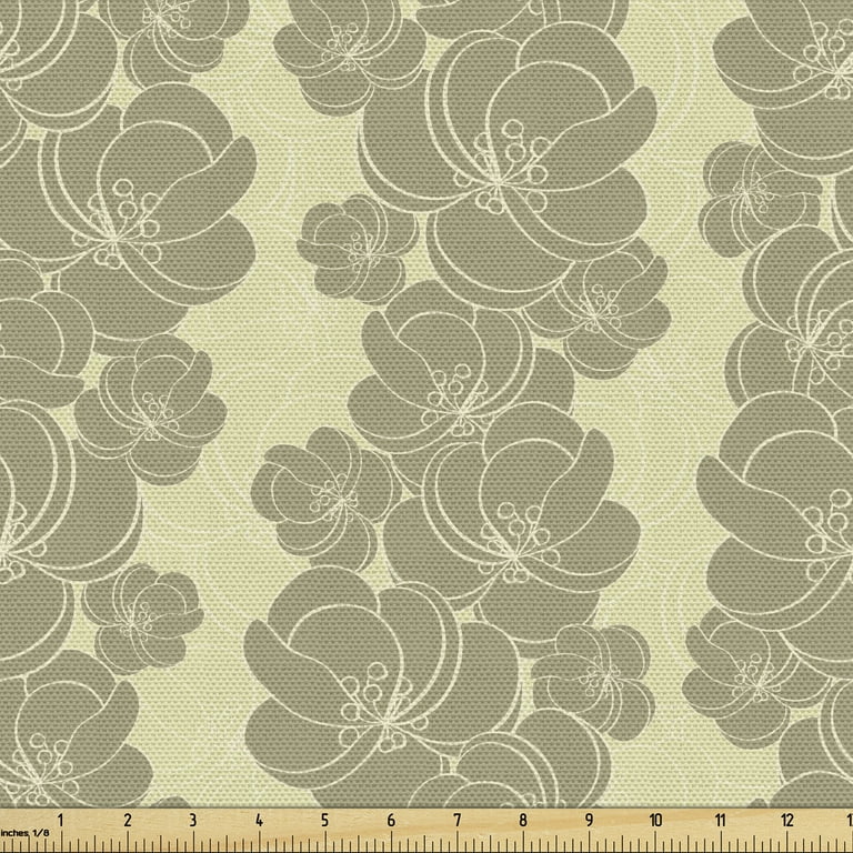 Ambesonne Floral Fabric by The Yard, Vintage Pastel Tones Flowers Branches Pattern on Muted Background Repetition, Decorative Upholstery Fabric for Chairs 