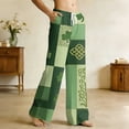 thumbnail image 4 of Fgvctg Womens Pajama Pants St. Patrick's Day Loungewear Sleepwear Wide Leg Pajamas Shamrock Clover Graphic High Waisted Pj Pants Stretch Spring Fall Drawstring Lounge Pants with Pockets Green S, 4 of 6
