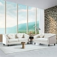 thumbnail image 2 of Jessica 3 Pieces white Microfiber Living Room Set Modern Velvet Sofa Set pillow, 2 of 6