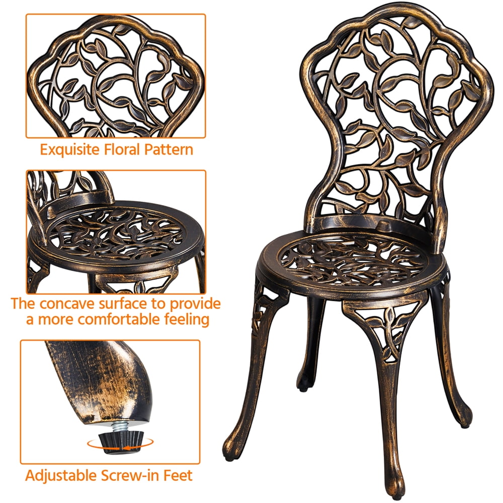 Topeakmart 3-Piece Cast Aluminum Patio Bistro Table Set Outdoor Furniture, Bronze
