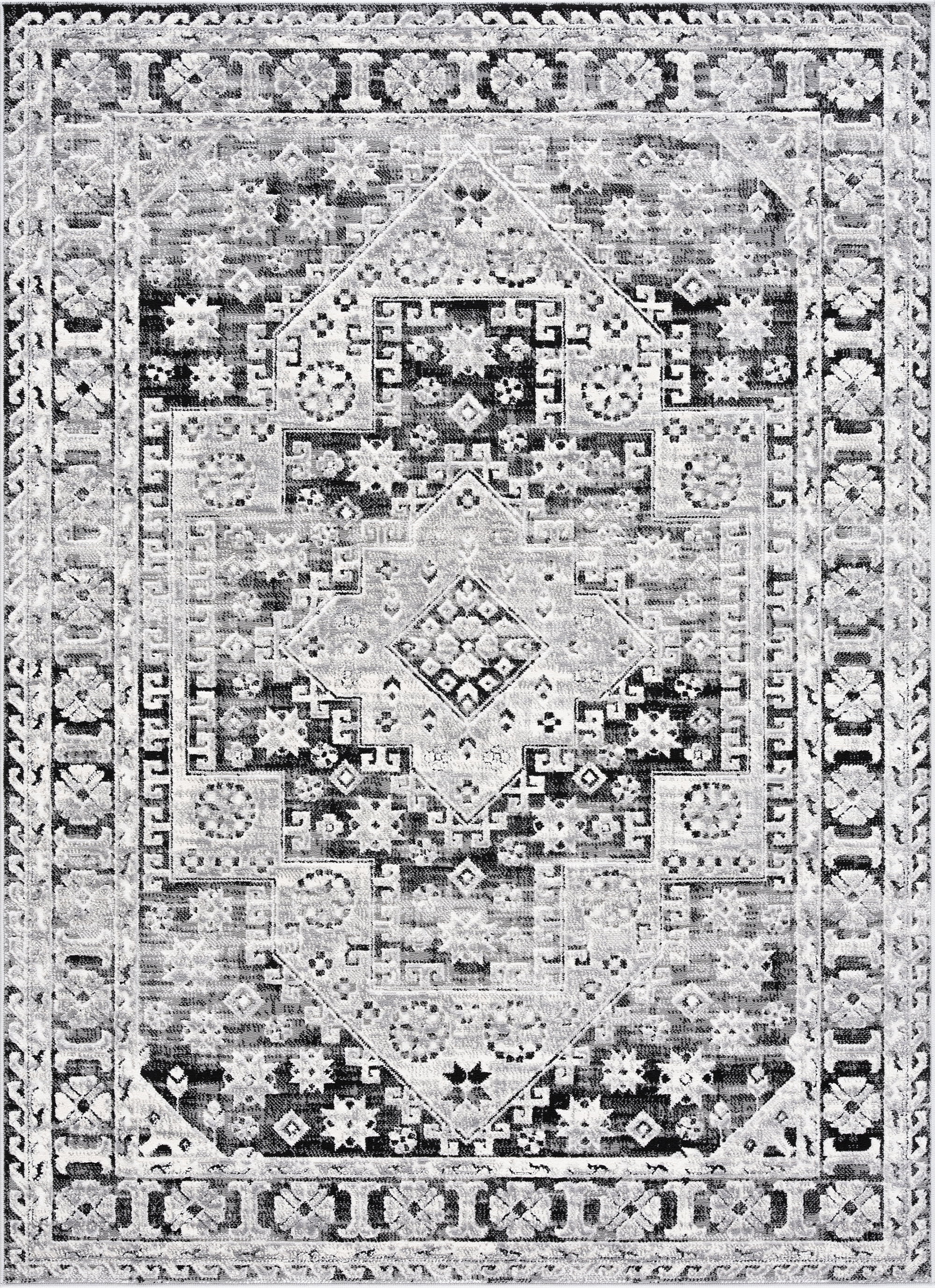 Alpha Transitional 8' x 10' Black and Gray Polyester Indoor Area Rug