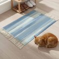 thumbnail image 5 of Area Rug with Tassels 2' x 3', Modern Abstract Stripe Art Kitchen Runner Rug for Hallway Bedroom Throw Rugs, Oil Painting Blue Gray Art Soft Door Mat for Bathroom Entrance Living Room, 5 of 9
