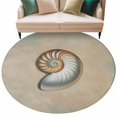 thumbnail image 2 of Ocean Conch 8' Round Area Rug, Vintage Coastal Underwater Creature Khaki Washable Non-Slip Large Circle Rugs for Living Room Bedroom, Soft Low Pile Rug Carpet for Dining Room Kitchen Farmhouse, 2 of 9
