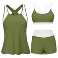 thumbnail image 3 of Busydd 3 Piece Swimsuits for Women Beach Fashion Colorblock Bathing Suits Round Neck Tanks Bras and Shorts Swim Suit 2XL, 3 of 8