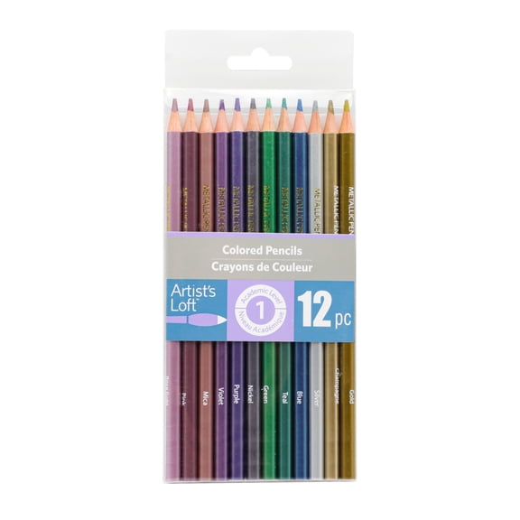 Metallic Colored Pencils by Artist's Loft - Brilliant Pigmentation – Smooth Sharpening – Ideal for Coloring - Sketching - and Illustration Projects - 12 Pack
