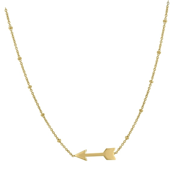 14k Yellow Gold Womens Arrow Fashion Necklace 17.5 Inches