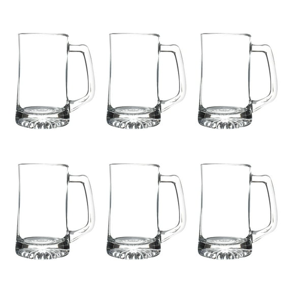 ARC Glass Beer Mugs 25 oz. Set of 6, Bulk Pack - Barware, Great for Wedding, Party, Birthday, Events - Clear