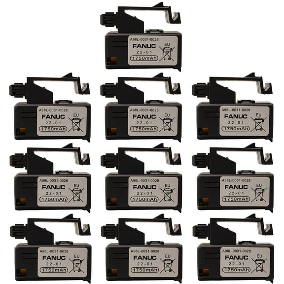 (Pack of 10) Replacement for Fanuc A98L-0031-0028/A02B-0309-K102 3V 1750mAh PLC Battery with 3P Plug