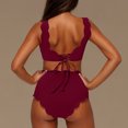 thumbnail image 4 of $15 & Under UTSJKR Scalloped Trim Two Piece Swimsuits for Women High Waisted Bikini Sets Tummy Control Cheeky Bathing Suits Swimwear Wine L, 4 of 8