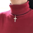 thumbnail image 2 of Collar Hombre y Mujer con Cruz de Plata .925 - Diseño Cruz Gruesa Unisex y collar de hilo encerado negro (45 5cm), 2 of 2