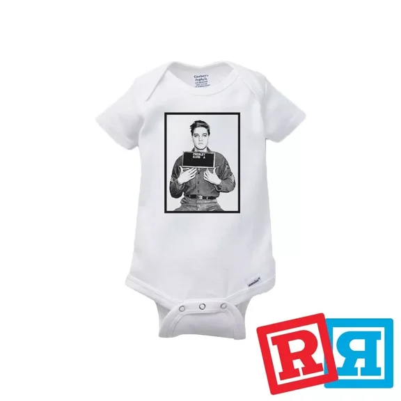 Bella Canvas Elvis Presley Gerber Baby Onesie® Cotton Unisex White Short Sleeve Bodysuit