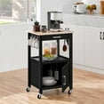 thumbnail image 3 of Yaheetech Rolling Kitchen Island Cart with Wheels for Dining Rooms,Black, 3 of 10
