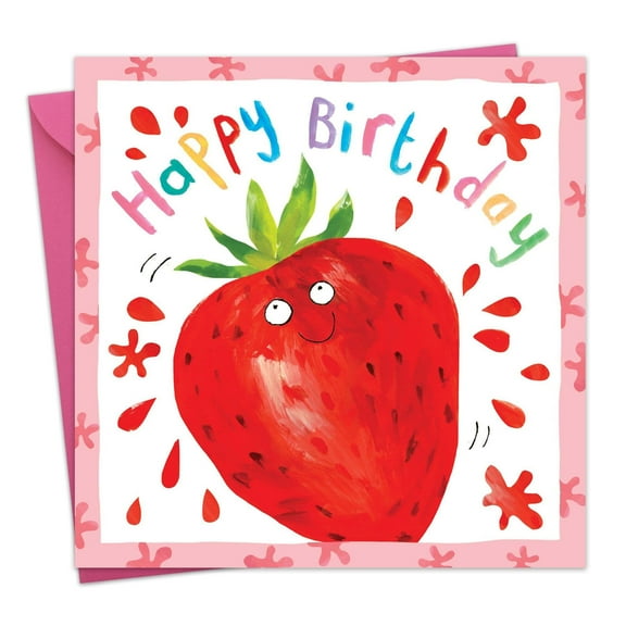 Twizler Happy Birthday Card for Girls Strawberry - Girls Birthday Greeting Card for Daughter Granddaughter Niece